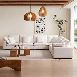 Contemporáneo al por mayor muebles para el hogar de lino interior nube sofá de esquina Modular L forma sofá conjunto de muebles