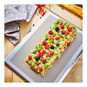 Moldes Apilables para Hornear Croissants de Aluminio, Antiadherentes, para Pizza <span class=keywords><strong>Pinsa</strong></span> Romana, Bandejas Perforadas con Orificios - Product Image 1