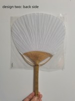 Éventail en papier de bambou brut blanc uni fait main sur mesure en gros, fournitures promotionnelles pour fêtes avec logo pour mariages et bals