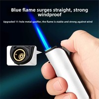 Metall-Windfeuerzeug, Nachfüllbar, Laser-Blauflamme Direktstrahl, Hochwertige Anpassbare Gravur und Bedruckung