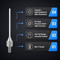 Sonde à pointe plate en céramique SD1.0X50mm, filetage M2.5, stylet de mesure de précision pour indicateur à cadran, pièce de rechange pour micromètre