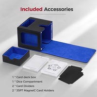 Caja para Cartas Commander TCG, Juegos de Mesa, Capacidad para 100 Cartas con Doble Funda, 35PT, Bandeja para Dados, Duradera, Ecológica, Reciclable, PU