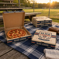 Caja de Pizza para Llevar con Logotipo Personalizado al por Mayor, Contenedor de Pizza de Papel Corrugado Ecológico para Restaurantes Locales