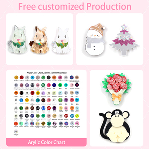 カスタムメイドの銀メッキ漫画風ファッションアクリルブローチ、安全バックル付き、子供の結婚式の贈り物に - Product Image 5