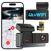 Caméra de tableau de bord A3 4K à 2 objectifs, rétroviseur IPS, moniteur DVR de voiture, WIFI, enregistrement en boucle, vision nocturne, enregistreur vidéo, garantie 1 an
