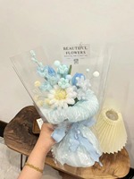 Paket buket buatan tangan DIY mawar kuning biru baru 2025 baru untuk hadiah Hari Valentine