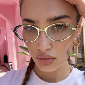 Lunettes de soleil ovales minimalistes UV400 pour femmes, style européen et américain 2026, nouveau modèle, haut de gamme, rétro, tendance, en métal, pour célébrités d'Internet - Product Image 1