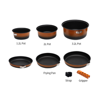 Ensemble complet de 8 ustensiles de cuisine de camping alpin en aluminium antiadhésif à ébullition rapide pour les groupes d'aventuriers