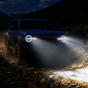 Grille avant de SUV tout-terrain avec LED DRL, modification RGB, anneau halo multicolore, éclairage d'accentuation de grille LED pour Ford Bronco <span class=keywords><strong>2021</strong></span>-2024 - Product Image 4