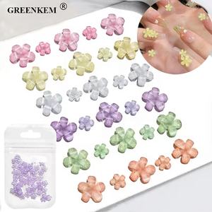 2025ホットステレオクリスタル樹脂5枚の花びら花手作りネイルジュエリーキラキラ平底3Dアクリルネイルフラワーチャーム - Product Image 1