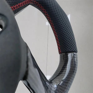 Pour <span class=keywords><strong>Audi</strong></span> A3 A4 A5 S3 S4 S5 2017-2022 Fiber de carbone en cuir véritable volant à fond plat Sport volant voiture style - Product Image 3