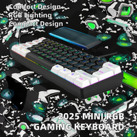 2025 baru 60% Mini 61 RGB Keyboard Gaming berkabel USB lampu latar ergonomis portabel gaya mesin cetak tombol membran