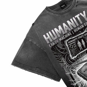 T-shirts Oversize en Coton Délavé Effet Usé 2026, Personnalisés avec Imprimé Graphique Loup Punk, Manches Courtes, Col Rond, Respirants, pour la Vente en Gros - Product Image 4