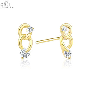 ต่างหูแบบวงแหวนคู่ ดีไซน์สวย ขายดี ทองคำแท้ 18K ประดับเพชรแท้ธรรมชาติ ขายส่ง เครื่องประดับสำหรับสาวๆ - Product Image 5