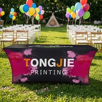 Housse de table extensible personnalisée, imprimée en couleur, pliable, infroissable et lavable, pour publicité