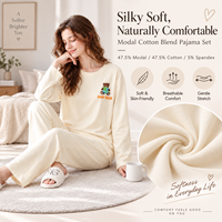 Ensemble de pyjamas pour femmes en coton modal, manches longues, automne-hiver, Europe et Amérique