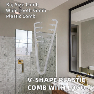 Оптовая продажа, V-образная пластиковая Массажная Расческа с высоким кранио-верхом, переносная заколка для волос, пушистая расческа для корней, с логотипом на заказ - Product Image 2