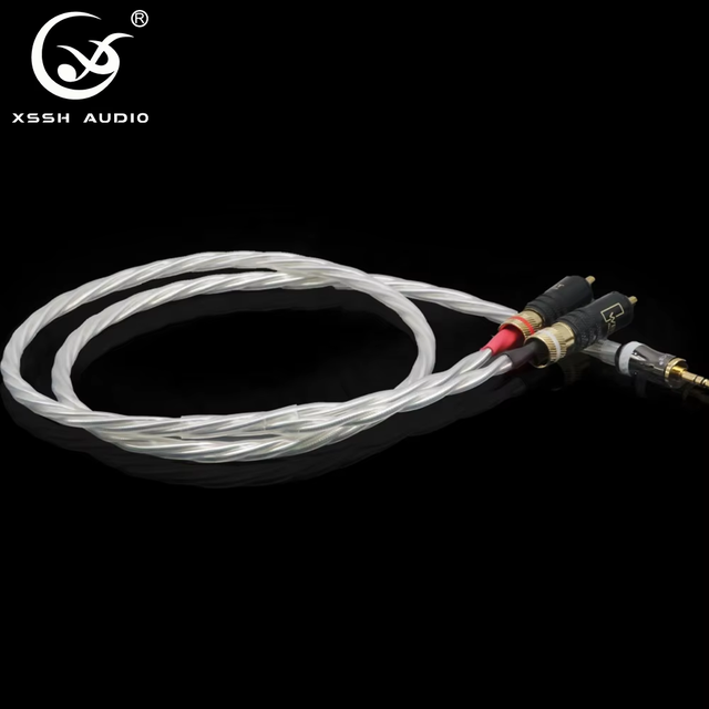 Aux Line YIVO XSSH Audio HIFI High Quality 1.5m Length 6mm Dia. 4 Core OCC OFC Plated Silver 3.5mm Jack to 2rca Aux Audio Cable