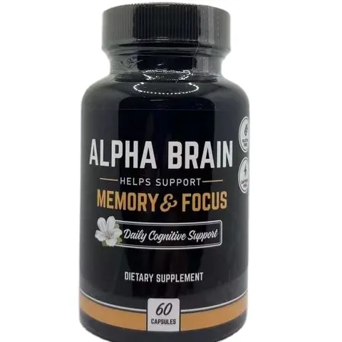 Nootropic แคปซูลอาหารเสริมสำหรับสมอง,แคปซูล Alpha GPC L Theanine Bacopa Monnieri ช่วยเพิ่มความเข้มข้นของหน่วยความจำ