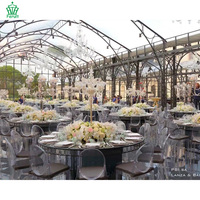 Vente directe - Structure de tente d'événement professionnelle avec grande couverture transparente et cadre noir pour mariage, fête ou événement