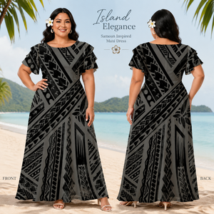 Oferta Especial: Falda Amplia con Cuello Redondo y Motivo Cultural Polinesio Elei, Talla Grande 7XL, Suministro al por Mayor - Product Image 2