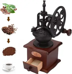 Coffee Accessories Wooden Coffee Grinder Roller Retro Manual Coffee Grinder For Home Kitchen Cafe Bar