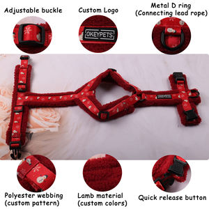 Harness Vest Anjing Model H Mewah, Bahan Sherpa Jala Lembut, Logo Warna Sesuai Pesanan, Dapat Disesuaikan, dari Okeypets Manufacturer - Product Image 5