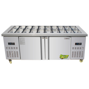 Refrigerador Comercial de Acero Inoxidable para Barra de Ensaladas, Mesa de Preparación de Ensaladas, Refrigerador Mostrador para Pizza y Sándwiches, Vitrina Refrigerada de Preparación - Product Image 1