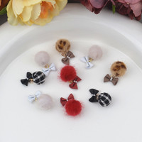 3d acrylique arc clou pompon breloques fourrure pelucheux boule pompon pour ongle