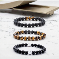 À la mode 8mm mat noir brun oeil de tigre pierre naturelle perle Bracelets Onyx Howlite boule forme blanc noir oeil de tigre perlé