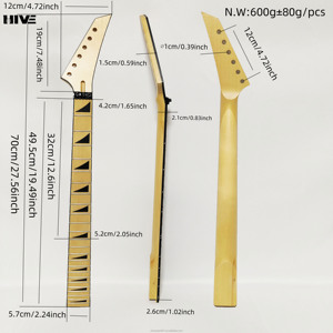 جيب مزدوج الجرح 24 سلسلة القيقب الطبيعي الأسود الثلاثي retted الغيتار الكهربائي الرقبة هيدستوك دون سلك الخلفي - Product Image 2