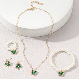 4 шт./комплект, модное розовое ожерелье с бабочкой и жемчугом - Product Image 6
