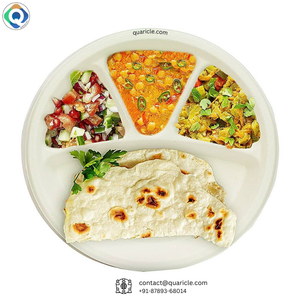 Assiettes de bagasse de canne à sucre naturelle de 12 pouces compostables jetables à 3 compartiments biodégradables anti-graisse nourriture de mariage - Product Image 4