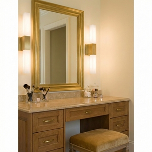 Linear Alabaster <b>Wall</b> <b>Sconce</b> Luxury Hotel Bathroom Decor Brass Center Mount Rectangular Stone Vanity Light LED Covet Lamp - Product Image 2
