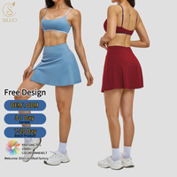 Set Rok Tenis 2-Piece Custom Sportswear Golf Bra Casual Wear Bernapas dan Elastis untuk Wanita dengan Celana Pendek Terpadu
