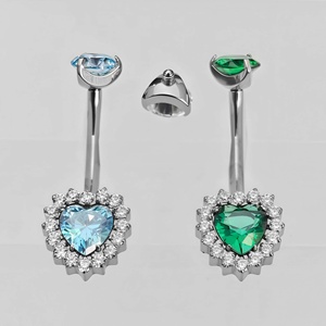 Anillo de Ombligo Clásico de Titanio ASTM F136 con Zirconia, Rosca Interna, Forma de Corazón, Longitud de Barra de 12 mm, Joyería Unisex para Piercing de Ombligo - Product Image 3