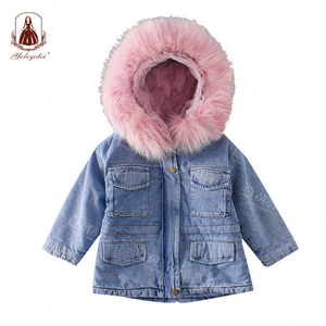 <strong>Winter</strong> <strong>Toddler</strong> Girls Denim <strong>Jacket</strong> with Big Faux Fur Collar Thick Fleece Lined Kids Jean Coat Warm Mid-length Parka for Children - Product Image 5
