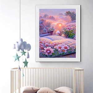 XIXI Diamond <b>Painting</b> Landscape Series Acrylic Handpainted Pink Fantasy Flower Sea Ambience Art Deco Gift Set - Product Image 2