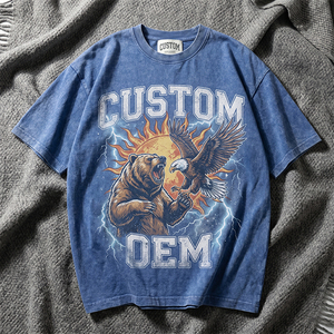 T-shirt personnalisé OEM vintage DGT, coupe ample à épaules tombantes, imprimé numérique, 100 % coton, 230 GSM, délavé à l'acide - Product Image 1