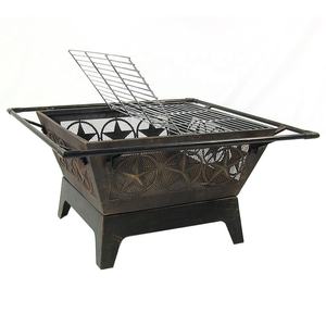 Brasero carré antique avec grille pour barbecue, camping, jardin, patio - Product Image 2