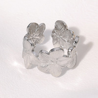 Ensemble de bagues ajustables en acier inoxydable PVD plaqué or 18 carats pour femmes