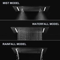 Ensemble de douche thermostatique mural noir avec système de douche pluie et jets latéraux pour salle de bain