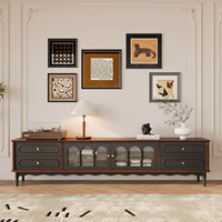 Meuble TV et Table Basse Haut de Gamme en Bois Massif Style Mid-Century, Écologique et Durable, avec Rangement pour Salon et Chambre d'Hôtel