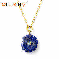 Fabricant de bijoux personnalisés LUCKYJIU, collier avec pendentif en coquille de pierre naturelle sculptée, plaqué or 18 carats, en acier inoxydable, style bohème, pour femmes