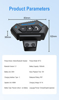 BT-12 helm motor tahan air 500mAh, Headset interkom Bluetooth, aksesori Premium untuk sepeda motor