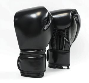 Guantes de Boxeo Personalizados para Gimnasio, de Piel Sintética Impermeable, para MMA, Negros, de 8oz-14oz, con Cierre de Gancho y Bucle - Product Image 1