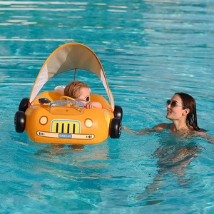 Flotador Inflable para Bebés con Forma de Auto, con Toldo Ajustable y Asiento de Seguridad, Juguetes para Piscina para Niños de 1 a 4 Años - Product Image 3