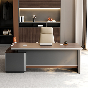 مكتب تنفيذي فاخر بتصميم احترافي من خشب MDF بطول 2.4 متر مع أدراج قابلة للقفل وخزانة ملفات - Product Image 2