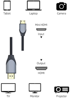 Câble KSIN Mini mâle-mâle avec Ethernet 2160P 3D TV blindé tressé