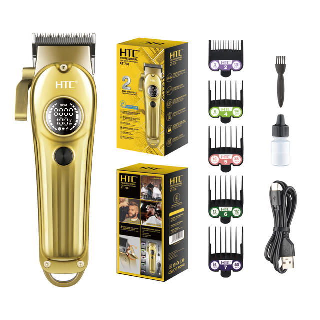 HTC AT-738 Powder Metallurgy Trimmer High Speed Motor Hair Clippers Blade Hair Cutting Machine Salon Use Hair Trimmer